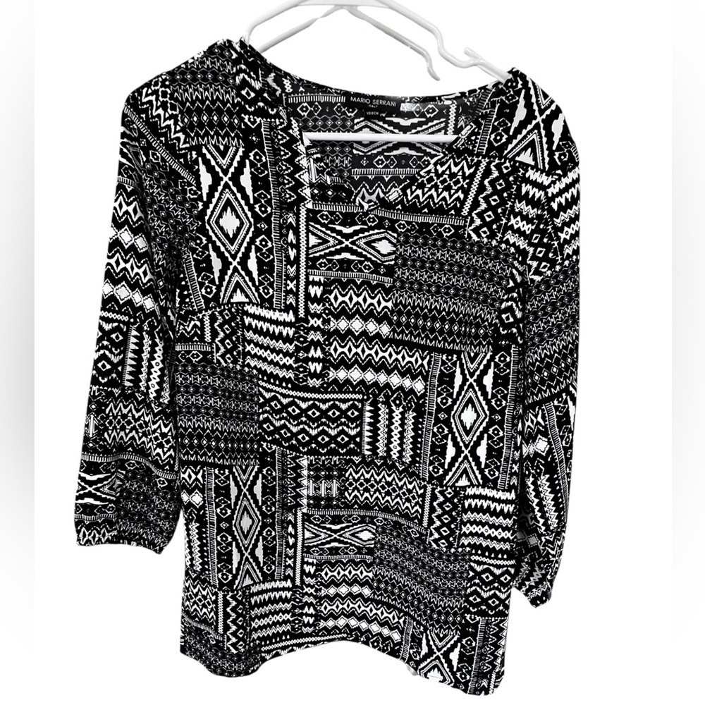 Mario Serrani Monochrome Geometric Blouse